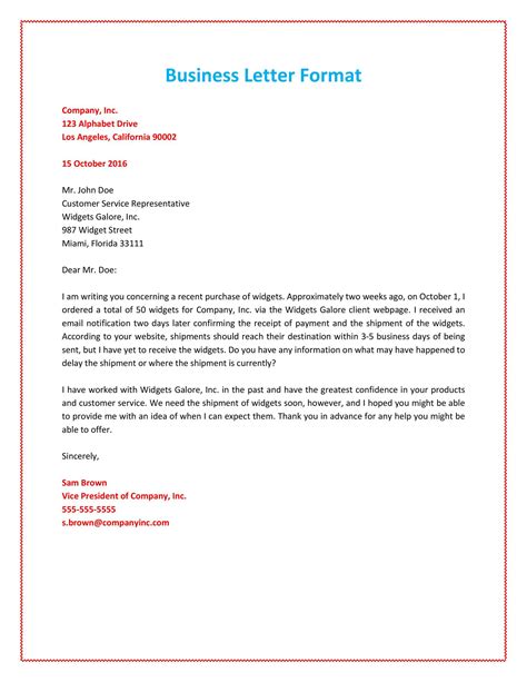 business letter format    business letter format