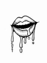 Dripping Lips Drip Draw Doodles sketch template