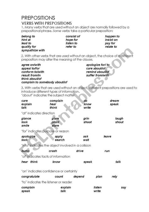 english worksheets verbs  prepositions