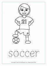 Tracing Soccer Football Worksheet Word Worksheets Sports Activity Handwriting Printables sketch template