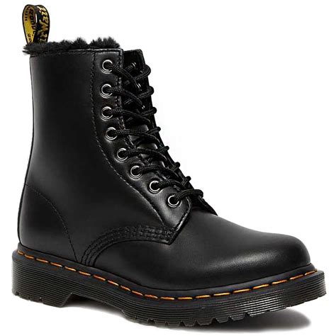 dr martens serena womens faux fur lined  eyelet boots dark grey