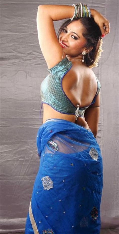 tamil actress hot photos without dress anushka shetty half blue saree sexy photo collections