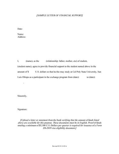 letter  financial support template fresh  proven letter  support
