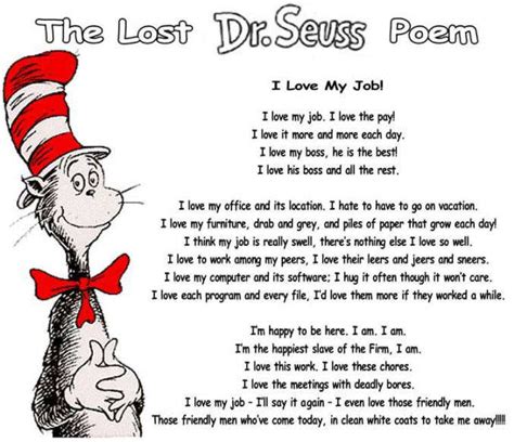 Dr Seuss Cat In The Hat Poem I Love My Job 33 Peg E