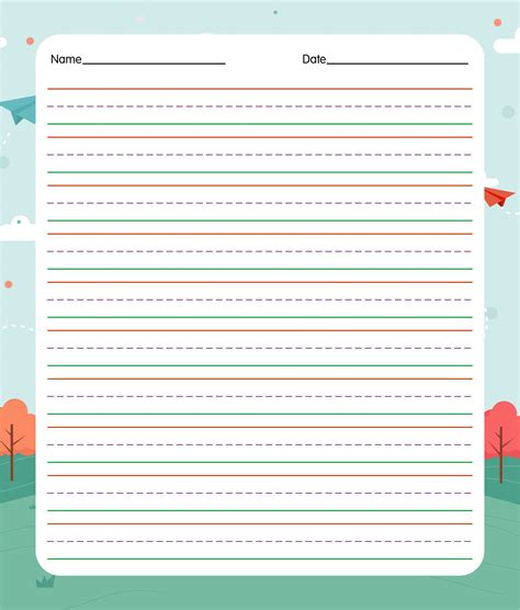 lined paper template  kindergarten
