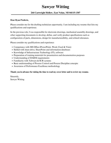 drafting technician cover letter velvet jobs