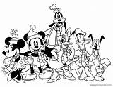 Coloring Christmas Pages Mickey Disney Friends Goofy Mouse Classic Disneyclips Mickeymouse sketch template