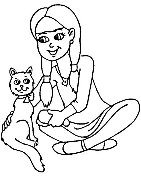cat  girl coloring page  printable coloring pages