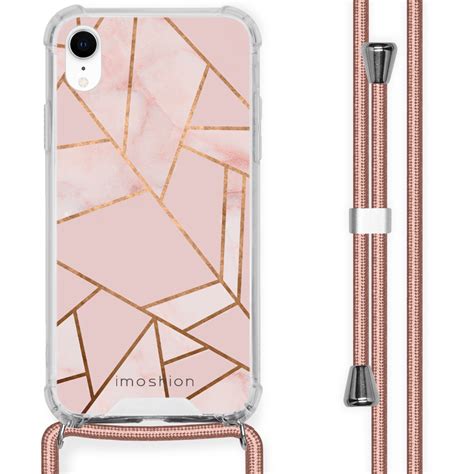 imoshion design hoesje met koord voor de iphone xr grafisch koper roze goud