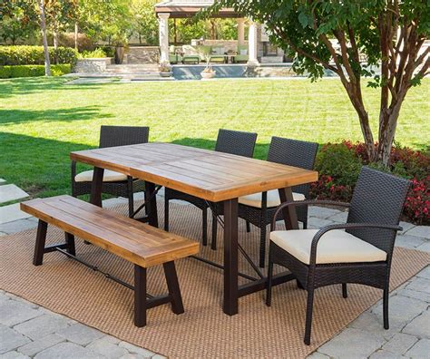 piece outdoor dining set  bench farmhouse chic picnic table