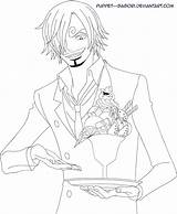 Sanji Piece Coloring Pages Lineart Sasori Template Puppet Sketch sketch template
