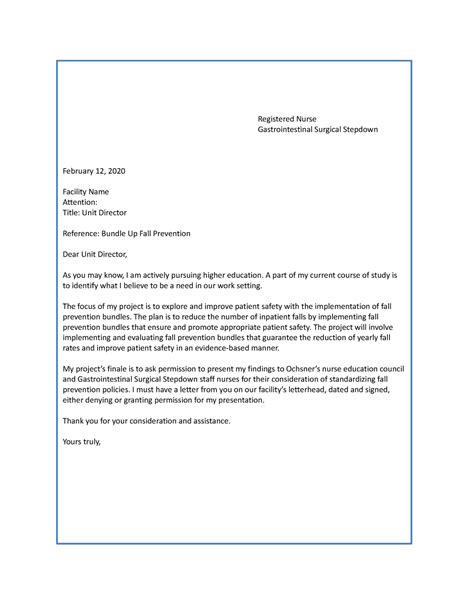 business letter registered nursegastrointestinal surgical stepdown
