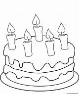 Candles Cake Coloring Five Birthday Pages Printable Print sketch template