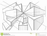 Perspectief Architecturale Schets Abstracte Dozen Illustratie sketch template