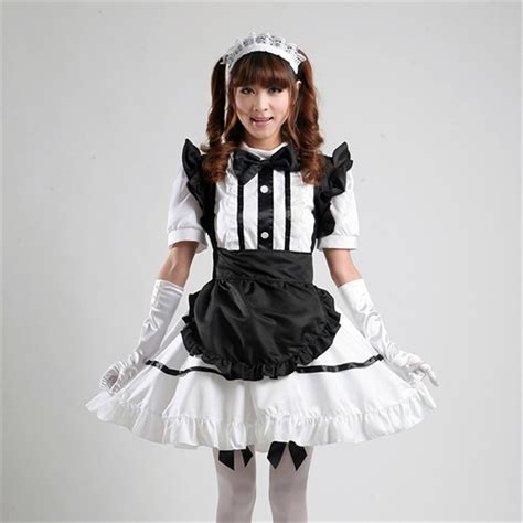 High Quality Black Maid Costume Women Gothic Uniform Dress Outfit