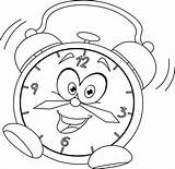 Clock Coloring Cartoon Alarm Pages Kids Face Outlined Cuckoo Time Illustration Daylight Savings Vector Online Smiling Stock Wall School Steampunk sketch template