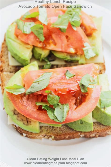healthy lunch recipe avocado tomato open face sandwich clean eating
