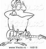 Outlined Guitarist Frog sketch template