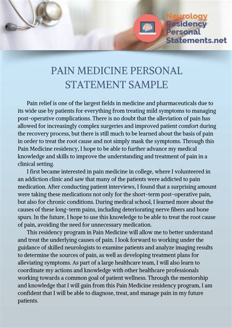 pin  pain medicine personal statement sample
