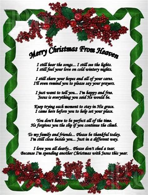 printable christmas  heaven poem