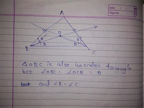 In An Isosceles Traingle Abc With Ab Ac The Bisectors Of B And C