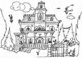 Coloring Pages Haunted Scary House Printable Adults Kids sketch template