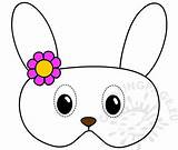 Bunny Mask Printable Flowers Easter Coloring Pink sketch template