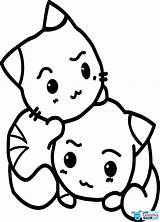 Coloring Cats Anime Two Cat Pages Nice Disimpan Dari sketch template