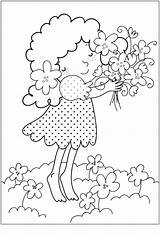 Coloring Flower Pages Kids Printable Spring Bouquet sketch template