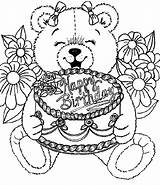 Birthday Coloring Pages Bear Cake Teddy Happy Anniversaire Dessin Tocolor Color Kids Imprimer Holding Coloriage Choose Board sketch template