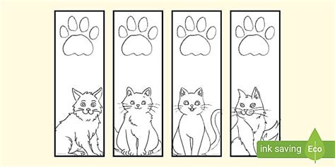 cat bookmarks  colour colouring bookmarks twinkl