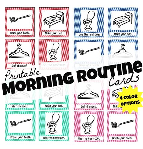 printable morning routine cards   teach  child