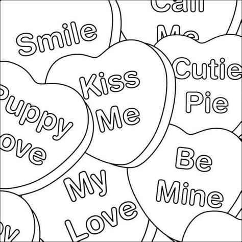 valentine candy messages coloring page valentine coloring pages