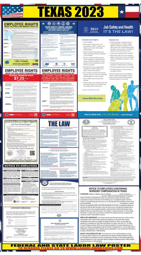 texas labor law posters state federal osha laborlawhrsigns