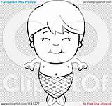 Mermaid Boy Cartoon Happy Coloring Outlined Clipart Vector Dope Tattoo Angry Girl Thoman Cory Template Transparent Clipartof sketch template