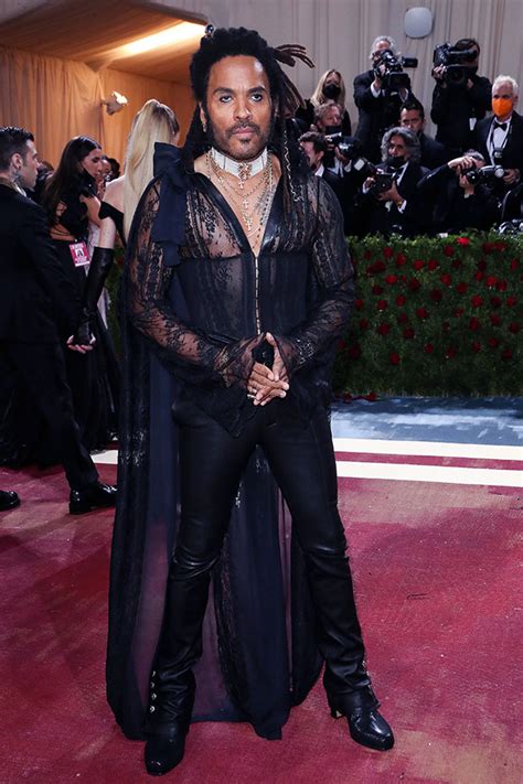 lenny kravitz  met gala    leather lace outfit