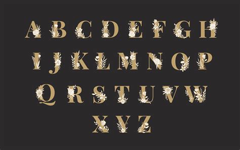 botanical alphabet capital letters vector set   vectors