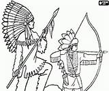 Indianen Indios Boog Native Kleurplaat Lanza Twee Speer Kleurplaten Sketch Bows Indians sketch template