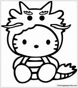 Kitty Hello Dragon Pages Coloring Decal Vinyl Sticker Color Online sketch template