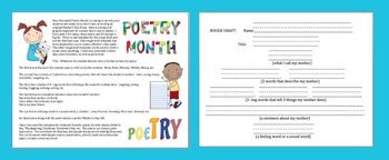 mothers day writing easy poem template  linda post  teachers post