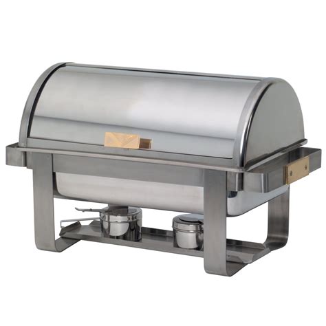 american metalcraft macd  qt stainless steel rectangular roll top chafer