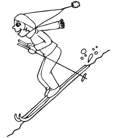 skiing coloring page girl downhill skier  scarf