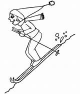 Skiing Coloring Downhill Pages Skier Winter Ski Girl Sports Do Kids Skiers Scarf Popular sketch template