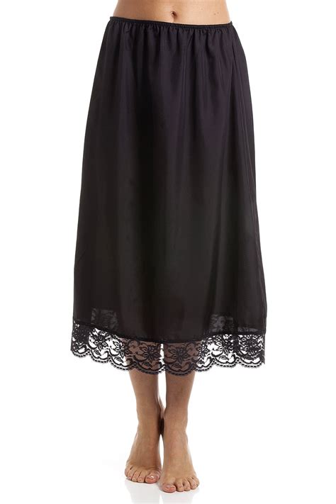 black 32 half length lace trim under skirt slip