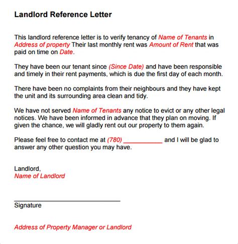 free 9 sample landlord reference templates in pdf ms word