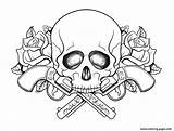 Coloring Guns Skull Pages Flowers Printable sketch template