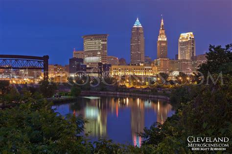 Downtown Cleveland At Night With The Cuyahoga River