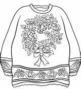 Christmas Coloring Sweater Sweaters Wreath Pages sketch template