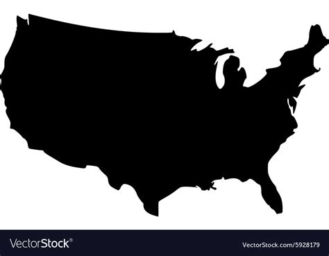 Black Silhouette Map Of United States Of America Vector Image