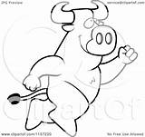 Bull Big Leaping Clipart Cartoon Outlined Coloring Vector Thoman Cory Royalty sketch template
